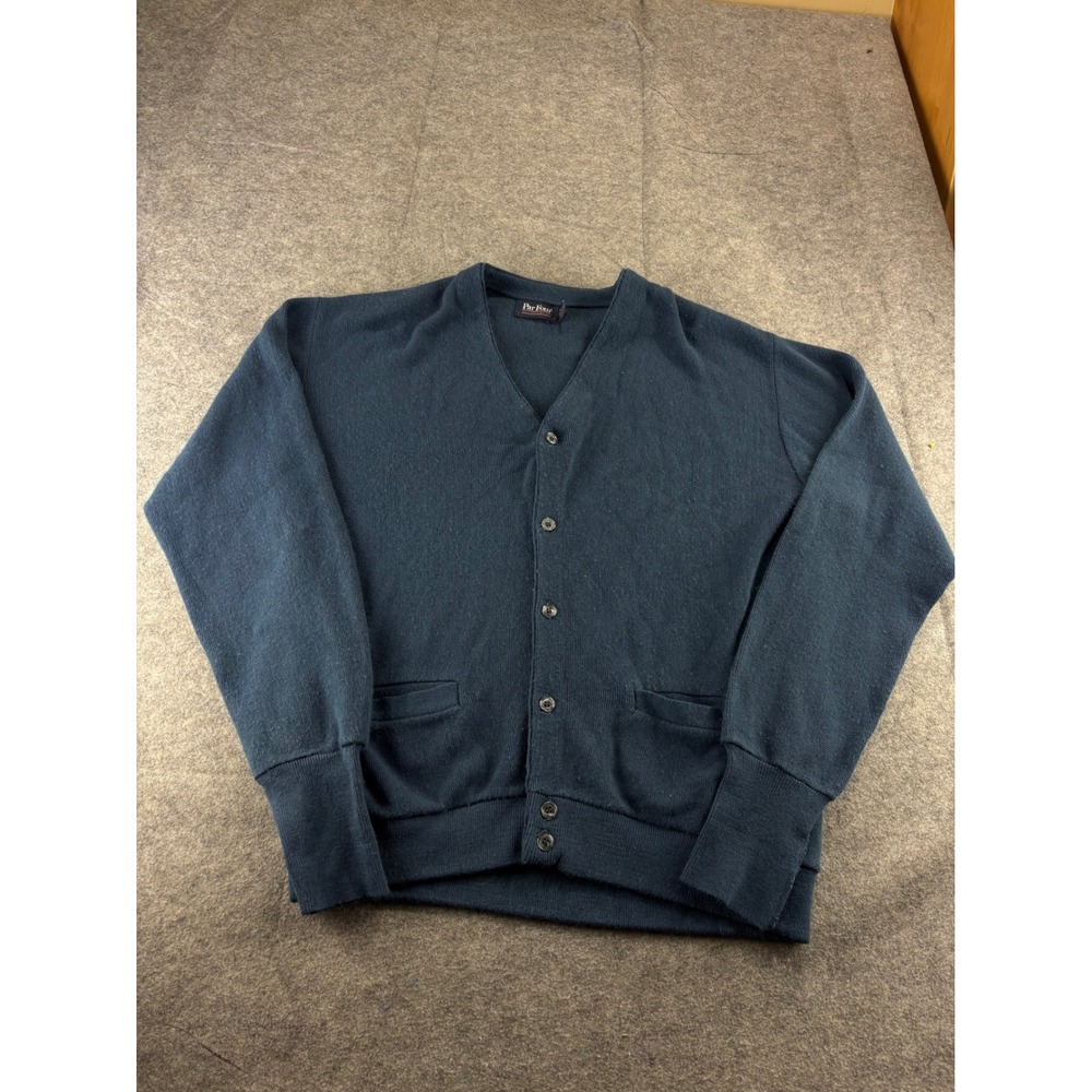 VTG Par Four Sportswear Blue Cardigan Sweater Mens Tall XL Made in USA Prep 90s